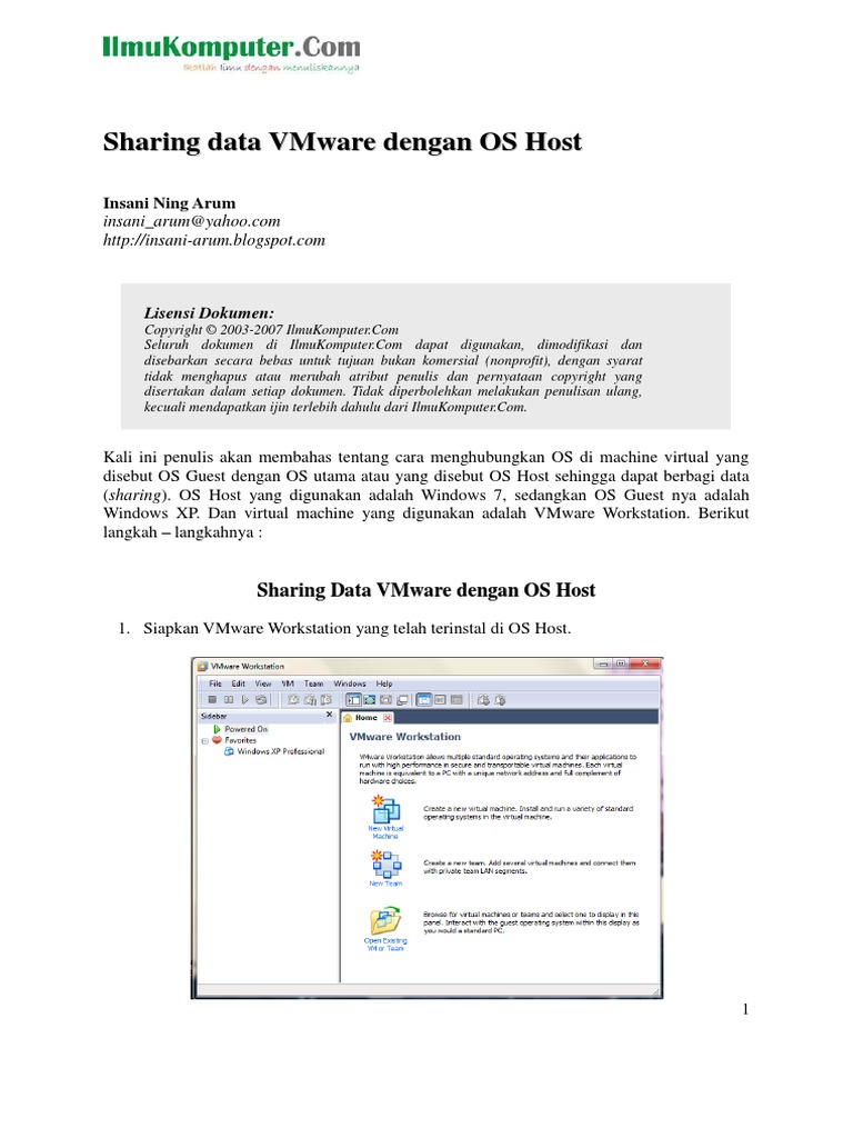 Sharing Data VMware Dengan OS Host PDF | PDF