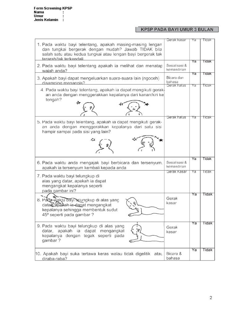 Form Screening KPSP: Data Anak-anak | PDF