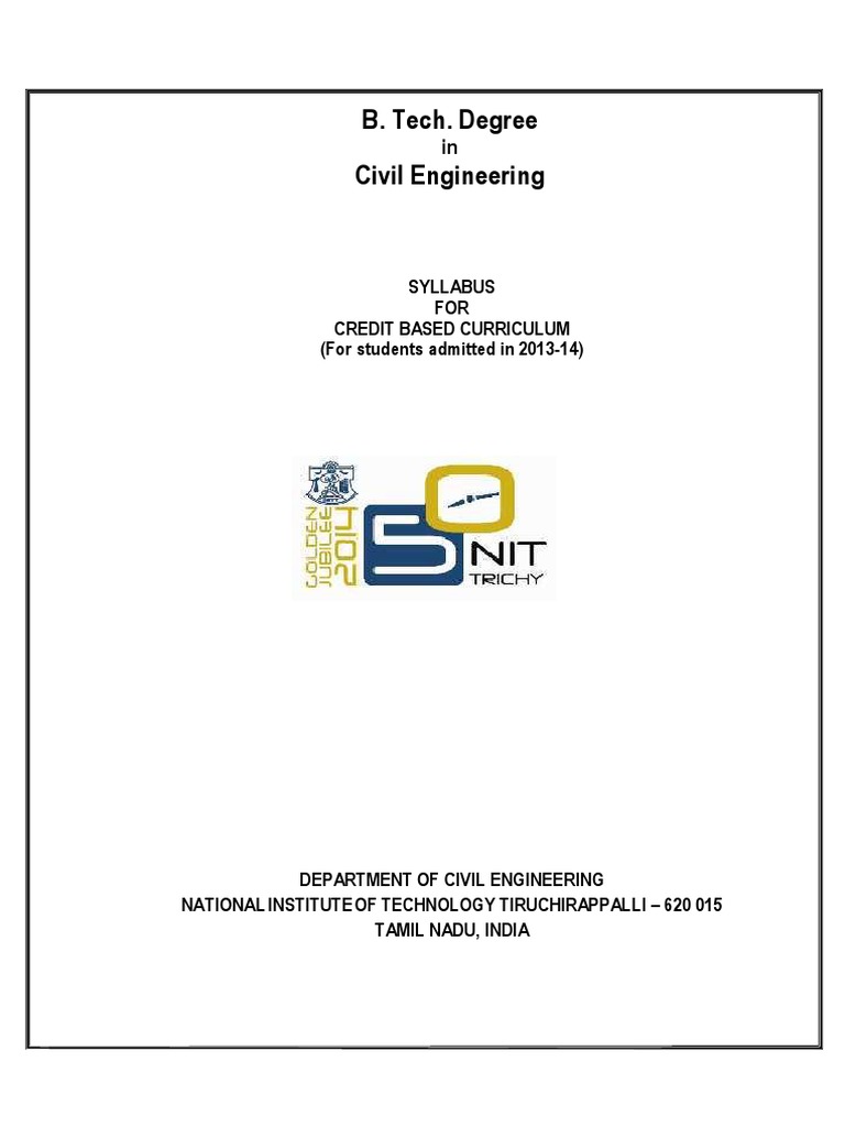 BTech Civil Curriclum2014 15 | PDF | Surveying | Concrete