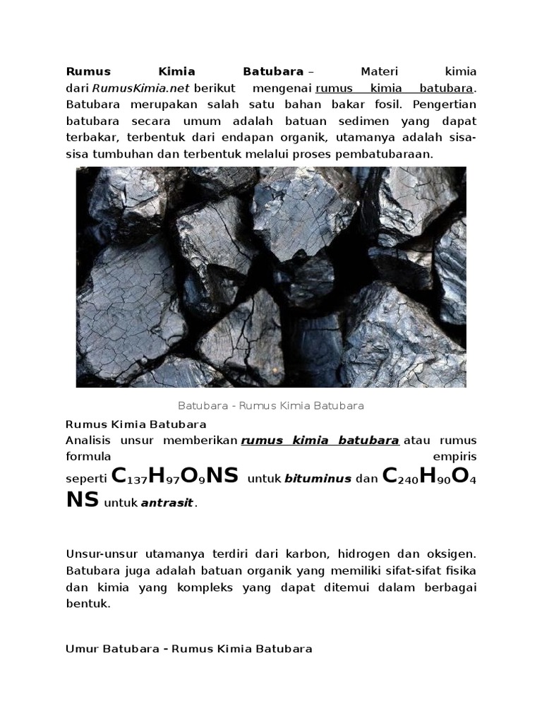 Rumus Kimia Batubara | PDF