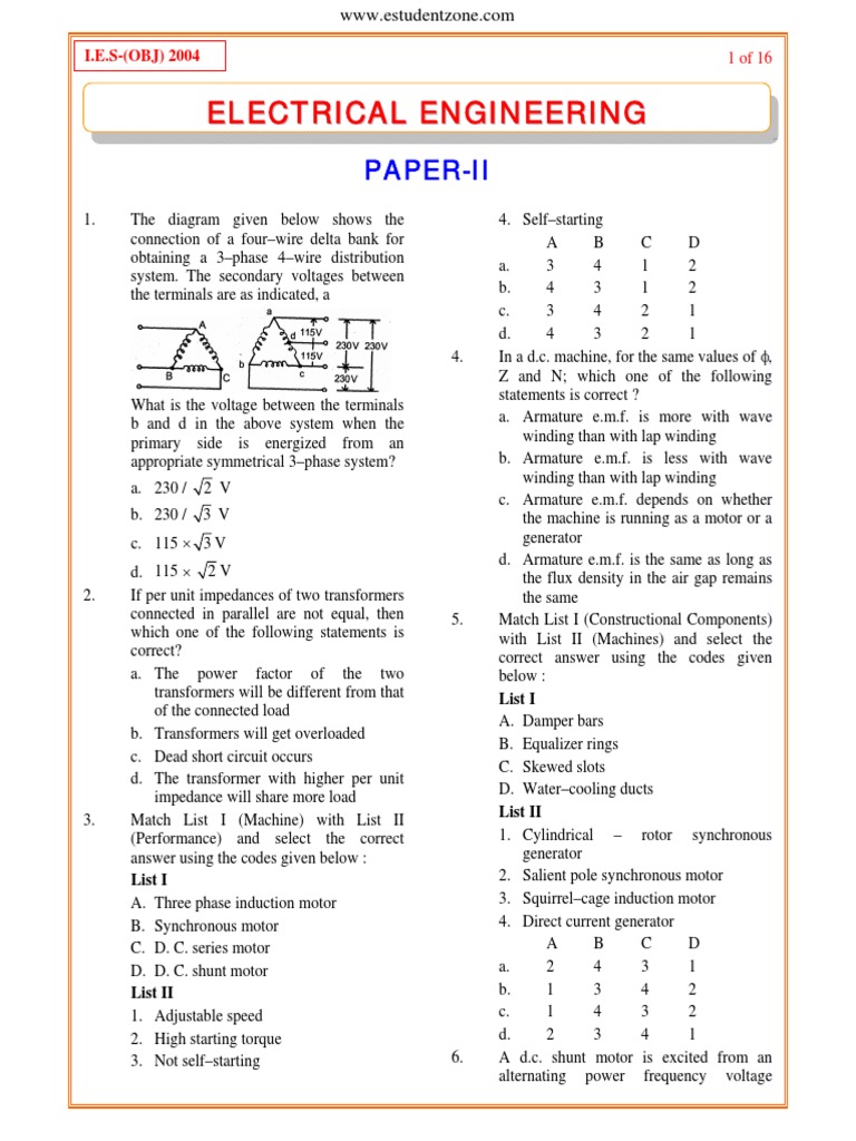 IES Electrical Engineering Question Paper | PDF | Amplifier ...