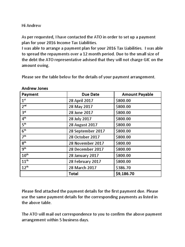 Ato Payment Plan Terms