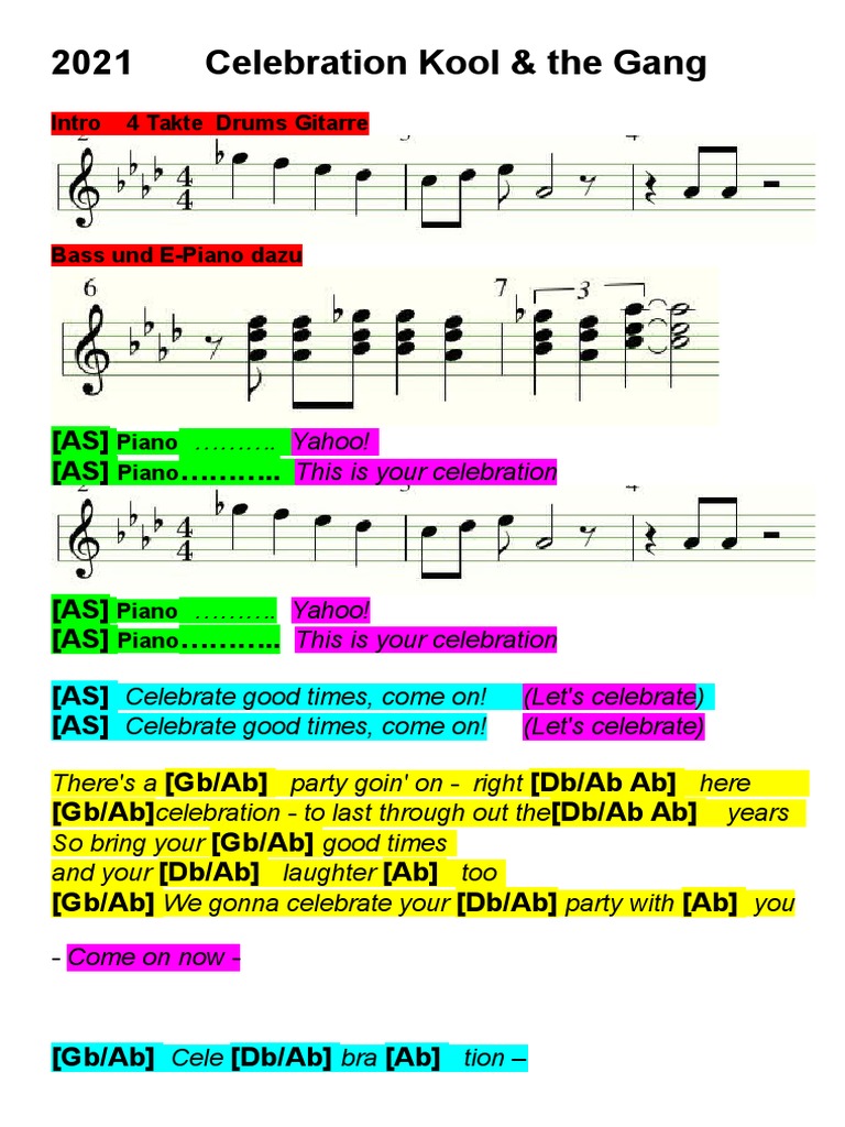 Celebrate Good Times Sheet Music | PDF | Language Arts