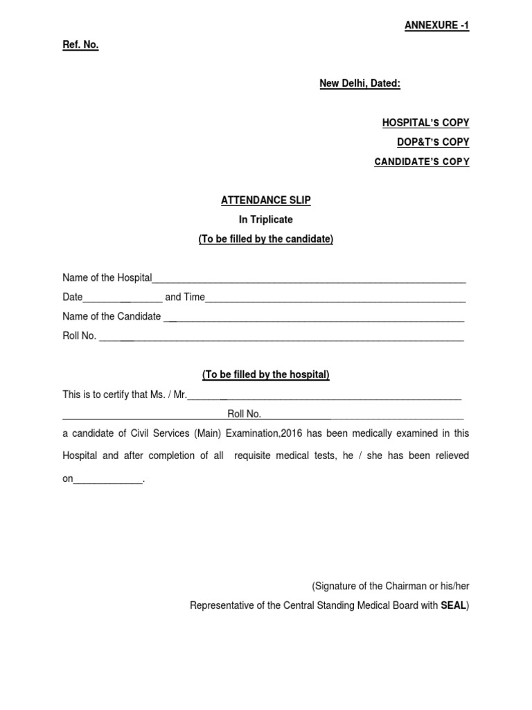 Attendance Slip for Lekhpal Medical Test | PDF