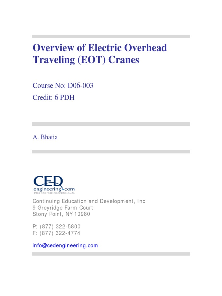 Electric Overhead Traveling Cranes Guide | PDF | Crane (Machine) | Elevator