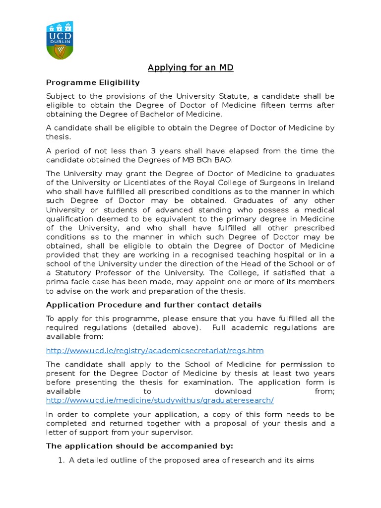 Applying For An MD - Instructions | PDF | Doctor Of Medicine | Academic ...