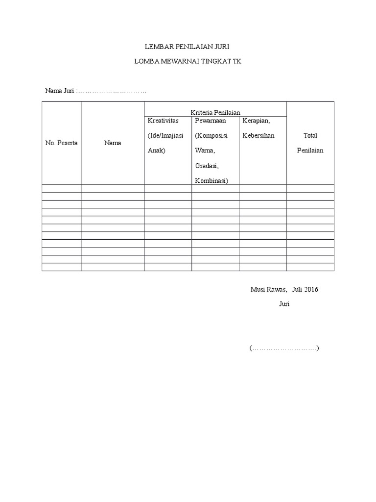 Catatanku anak desa - Format Penilaian Mewarnai Gambar