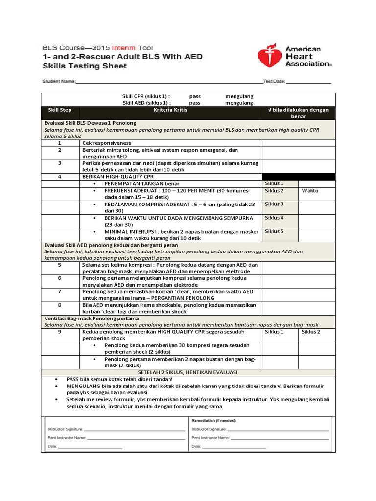 Skill BLS 2015 Checklist Indonesia PDF PDF