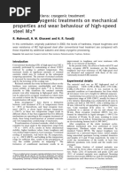 Effects of Cryogenic Treatments On Mechanical Properties and Wear Behaviour of High-Speed Steel M2