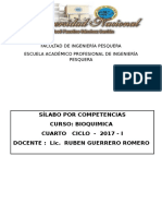 Sílabo Por Competencias Curso: Bioquimica Cuarto Ciclo - 2017 - I Docente: Lic. Ruben Guerrero Romero