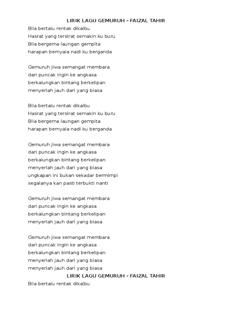 Lirik Lagu Gemuruh Pdf