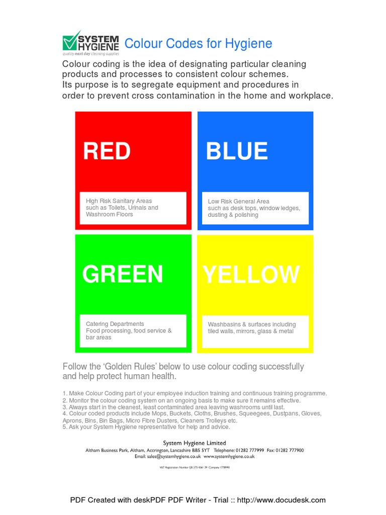 Colour Codes For Hygiene Poster PDF