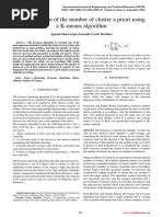 Determination of The Number of Cluster A Priori Using A K-Means Algorithm