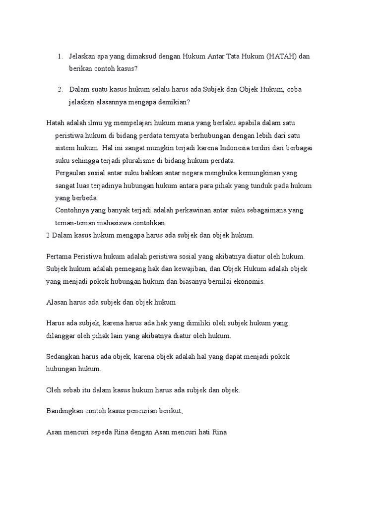 Hukum Antar Tata Hukum Hatah Dan Berikan Contoh Kasus
