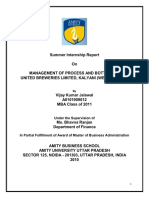 Management of Process and Bottling in United Breweries Limited Kalyani West Bengal
