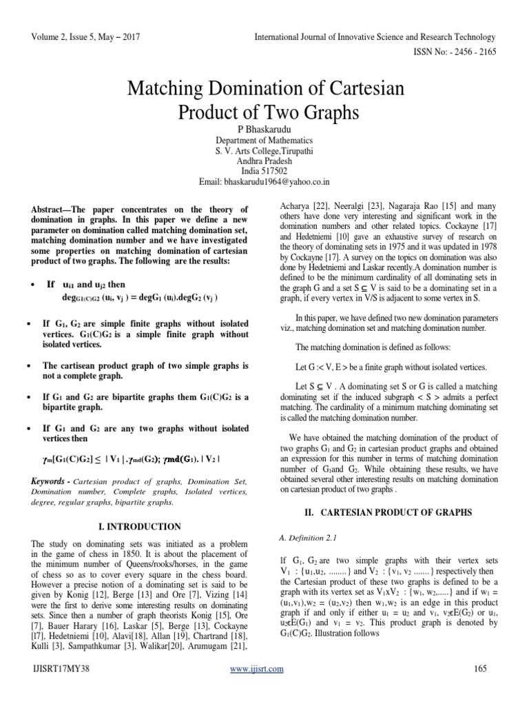 Matching Domination in Graphs | PDF | Vertex (Graph Theory) | Visual Cortex