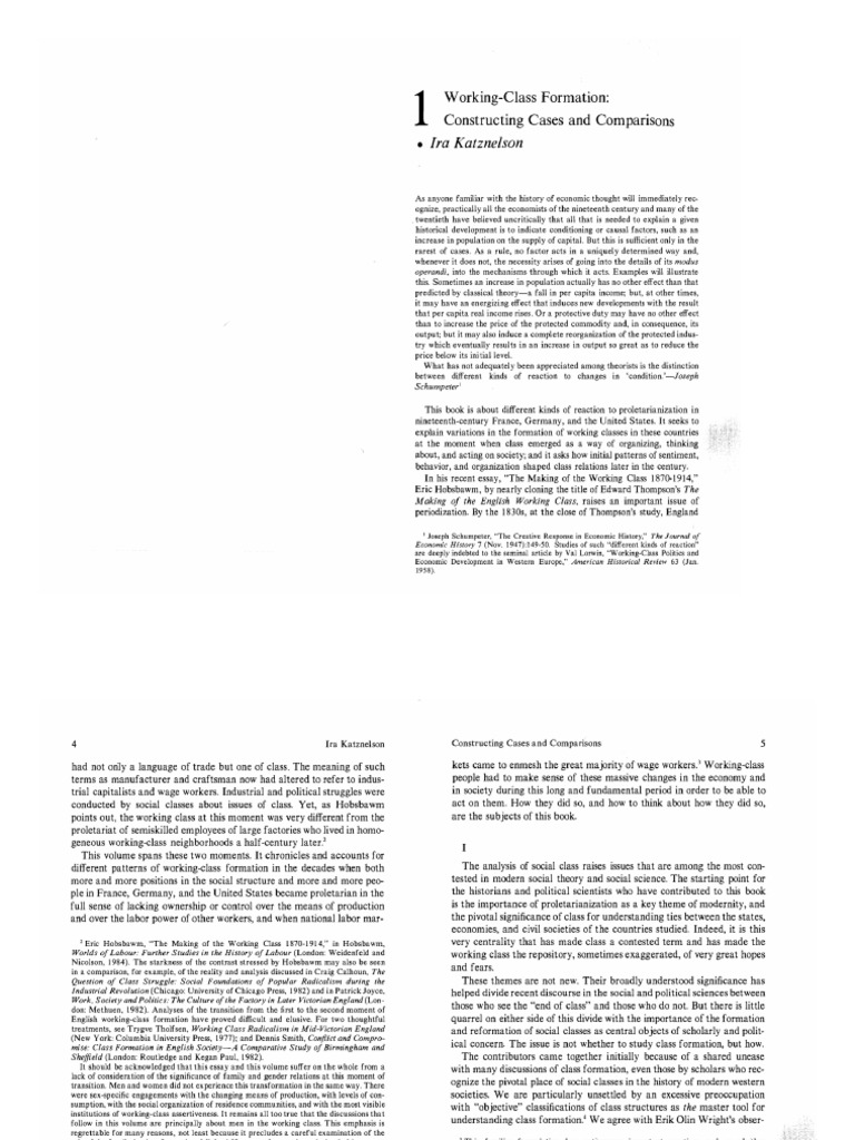 Working-Class Formation: Constructing Cases and Comparisons, Ira ...
