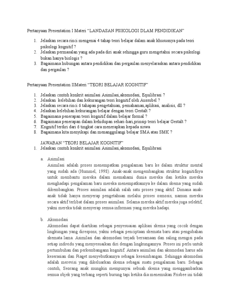 Pertanyaan Presentation I Materi