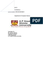 Assignment 4: Name: Adamya Shukla Enroll Number: APG140130102011