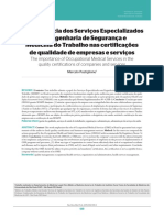 A Importância Dos Serviços Especializados em Engenharia de Segurança e Medicina Do Trabalho Nas Certificações de Qualidade de Empresas e Serviços PDF