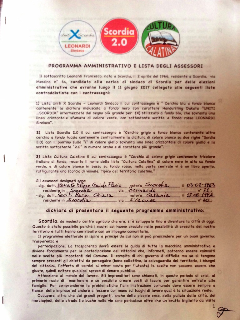 Programma Amministrativo Francesco Leonardi