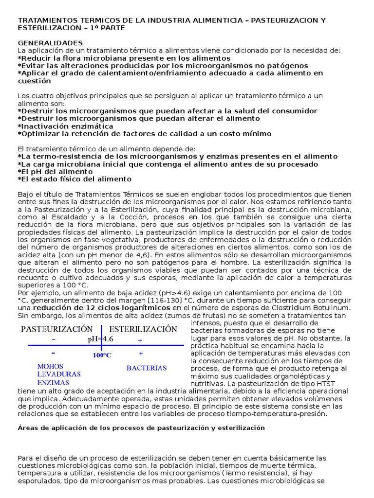 Tratamientos térmicos en alimentos | PDF | Esterilización