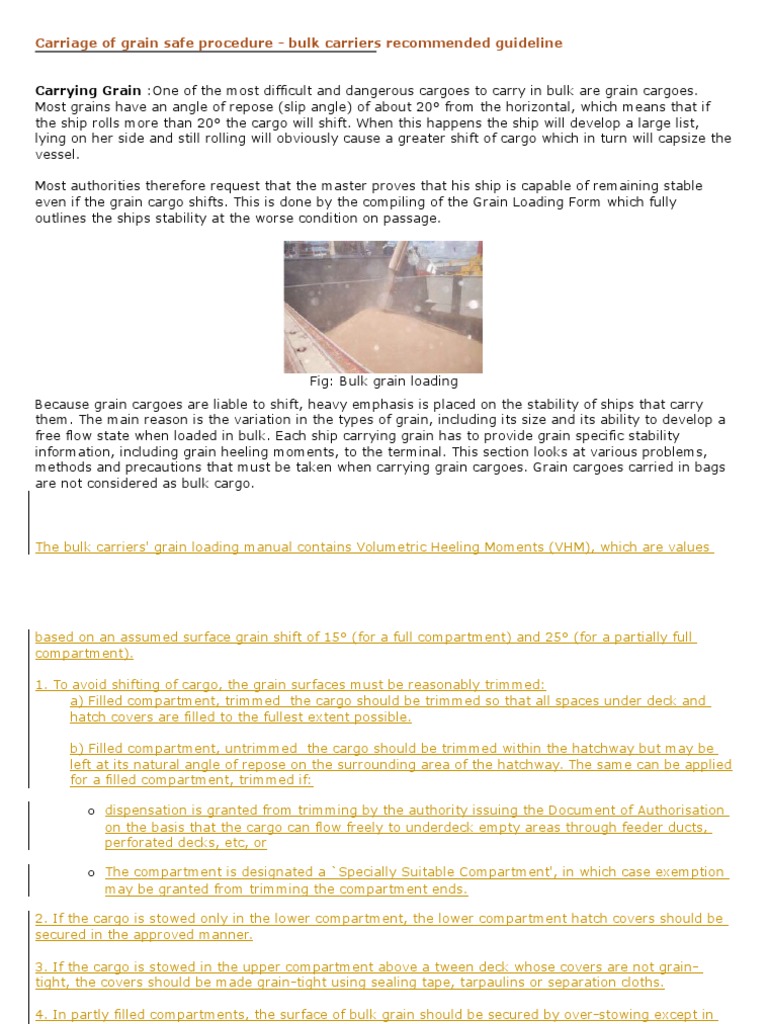 Carriage of Grain Safe Procedure | PDF | Flour | Gluten