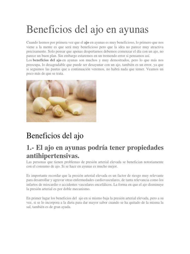 Beneficios Del Ajo en Ayunas Ajo Dieta