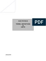 Gce Physics Terms, Definitions & Units: January 2010