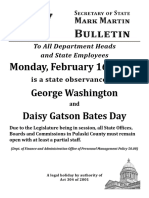 Monday, February 16, 2015,: George Washington Daisy Gatson Bates Day
