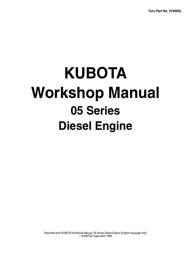 02 Kubota 05 Series WSM Manual Enu PDF | PDF | Technology