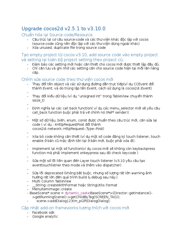 Upgrade Cocos2d v2v3 Note | PDF