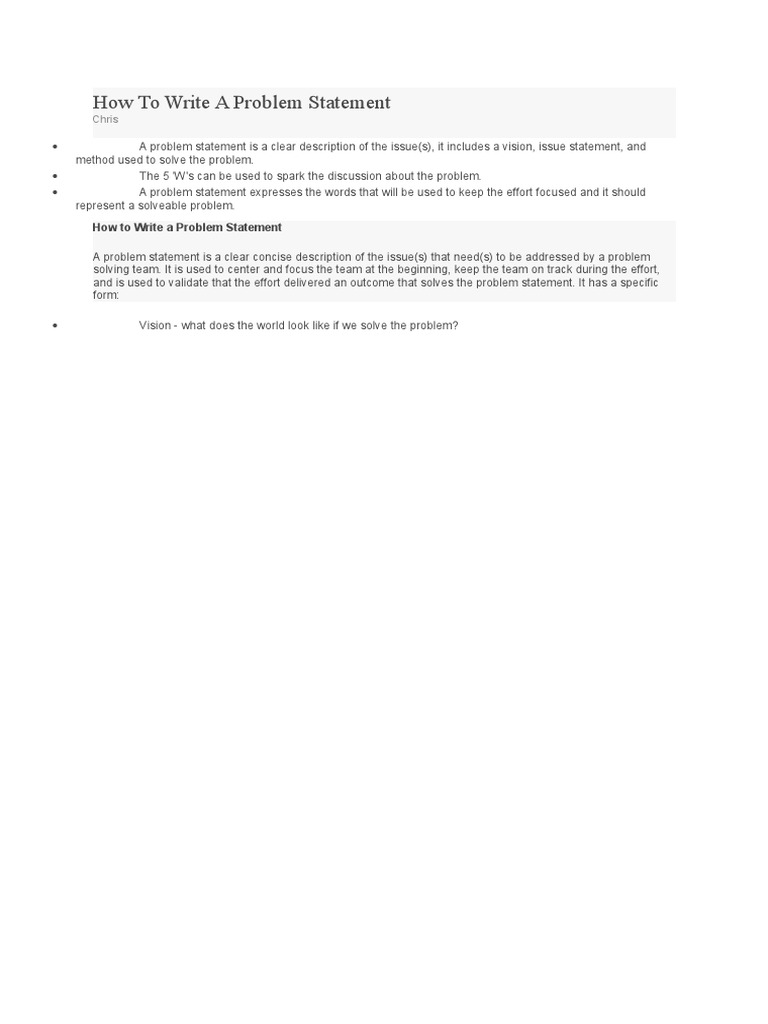 How to Write a Problem Statement