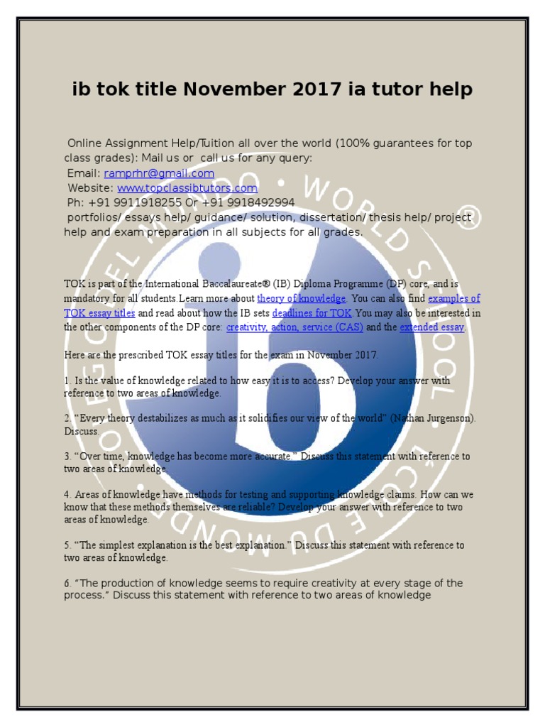 Ib tok essay titles 2017 picture