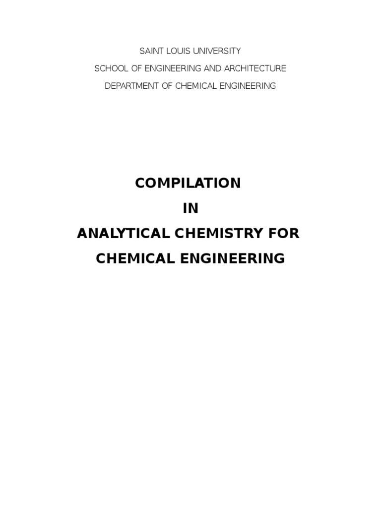 Compilation IN Analytical Chemistry For Chemical Engineering PDF