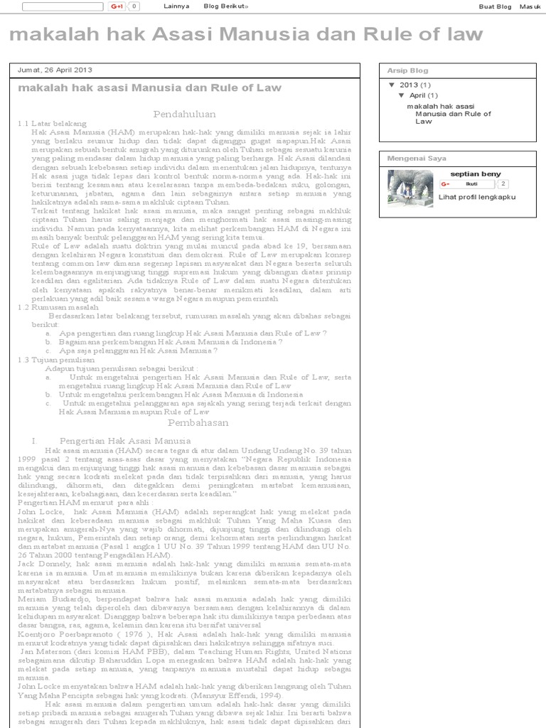 Makalah Ham Dan Rule Of Law Pdf Contoh Makalah
