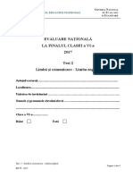 EN VI 2017 Limba Comunicare Test 2 Engleza PDF