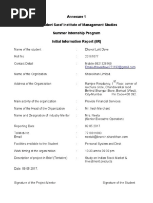 Initial Information Report