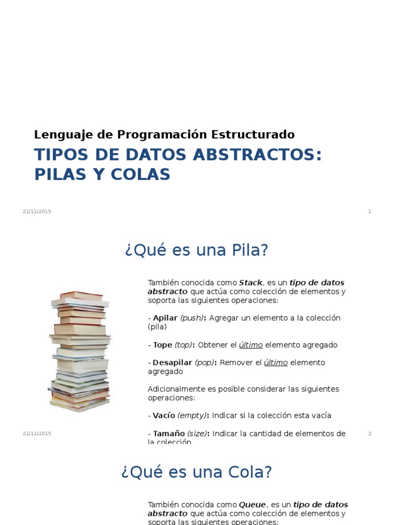 10 - Pilas, Colas y Arreglos Dinamicos | PDF | Cola (tipo de datos ...
