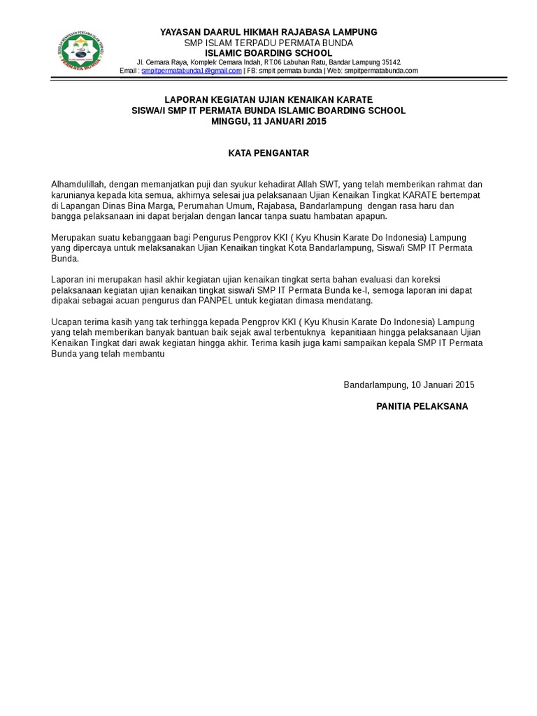 Contoh Laporan Kegiatan Ujian Sekolah Smp Kumpulan Contoh Laporan