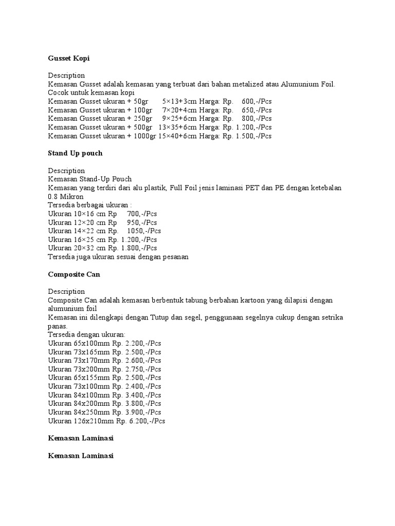 Ukuran Majalah CONTOH MACAM KEMASAN DAN UKURAN  docx