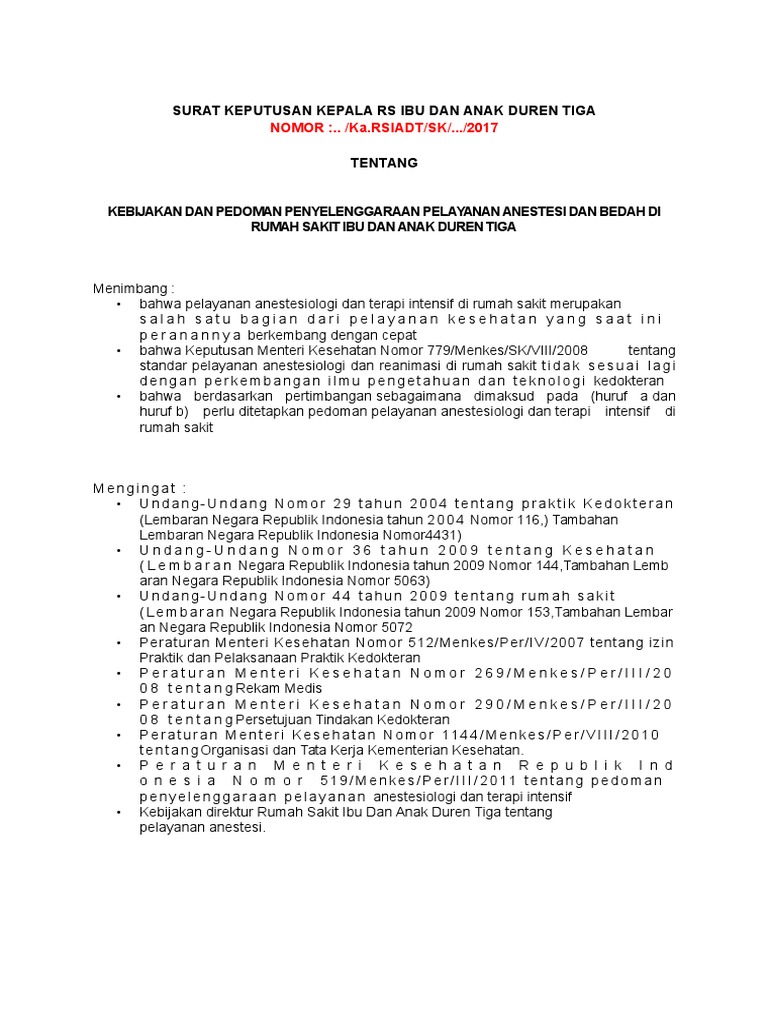 Kebijakan Dan Pedoman Penyelenggaraan Pelayanan 
