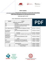 Draft Agenda Training and Capacity Development Workshop On Construction & Demolition (C&D) Waste Management For Municipal Governments