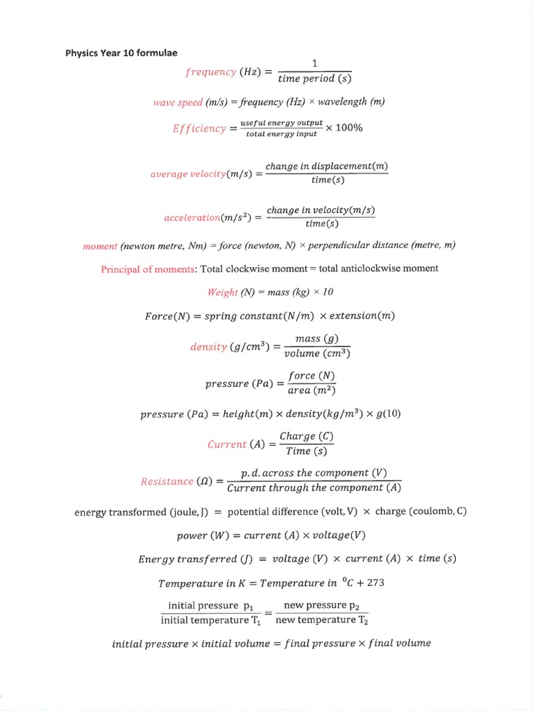 IGCSE Physics Year 10 Revision Questions Part 1 PDF