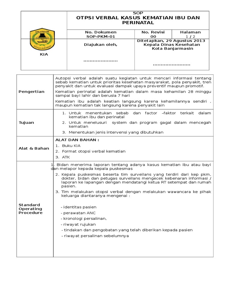 Otpsi Verbal Kasus Kematian Ibu Dan Perinatal