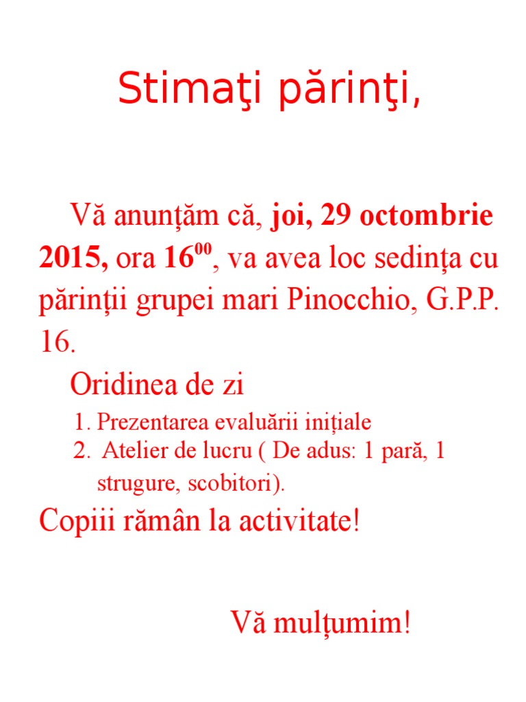 Anunt Sedinta Cu Parintii 3