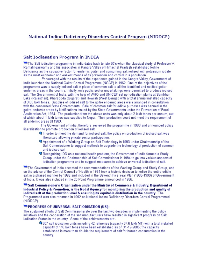 National Iodine Deficiency Disorders Control Program | PDF | Business ...