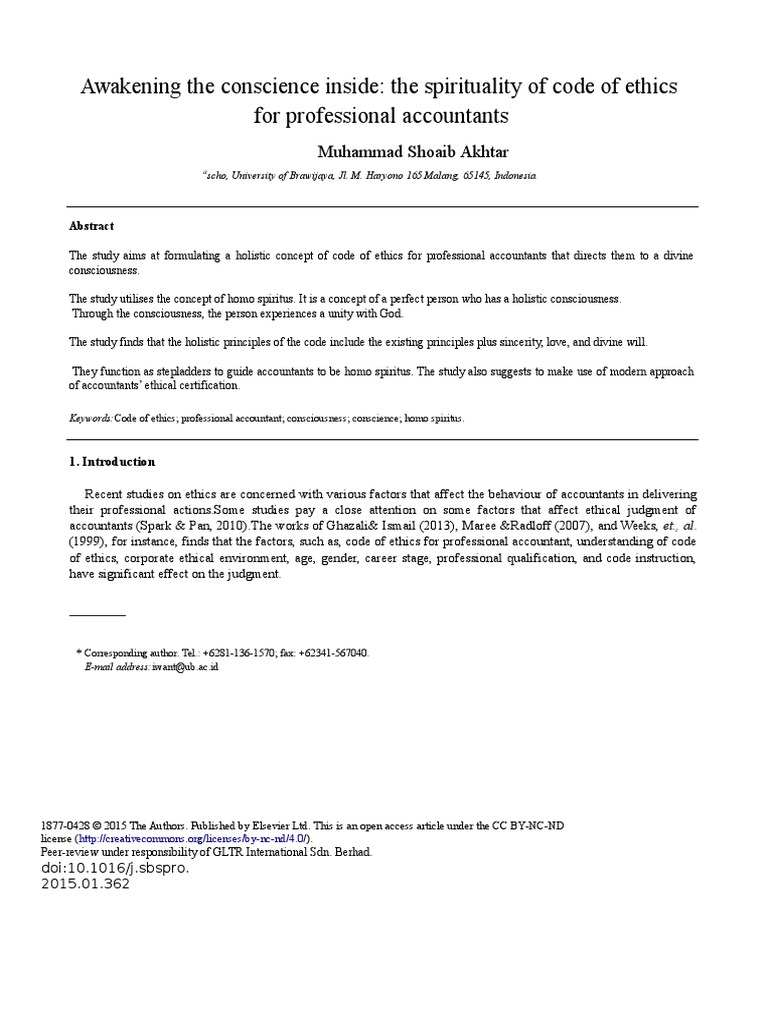 Awakening The Conscience Inside: The Spirituality of Code of Ethics For ...