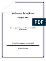 Environment Survey Report Summer 2004: Knowledge, Values, and Actions Toward The Environment