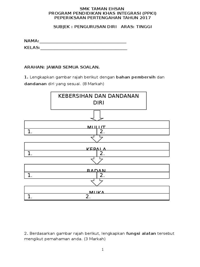 Soalan Pengurusan Diri Ppki  PDF